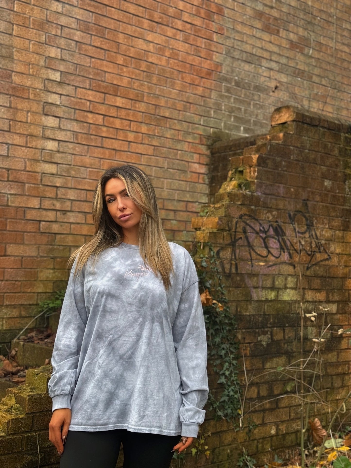 Long Sleeve T-Shirt - Grey Tie Dye