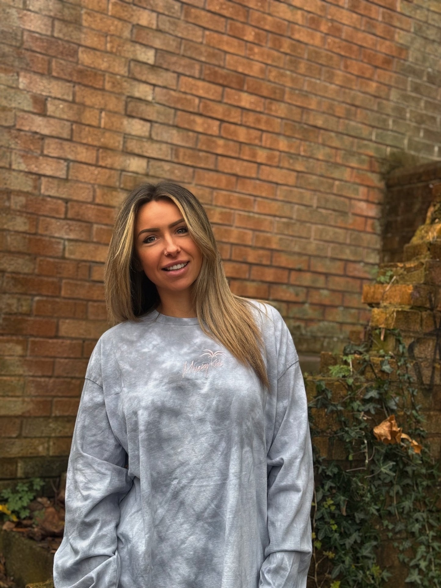 Long Sleeve T-Shirt - Grey Tie Dye